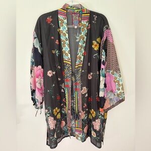Johnny Was Multicolor Floral silk Kimono size S (fits M-L)